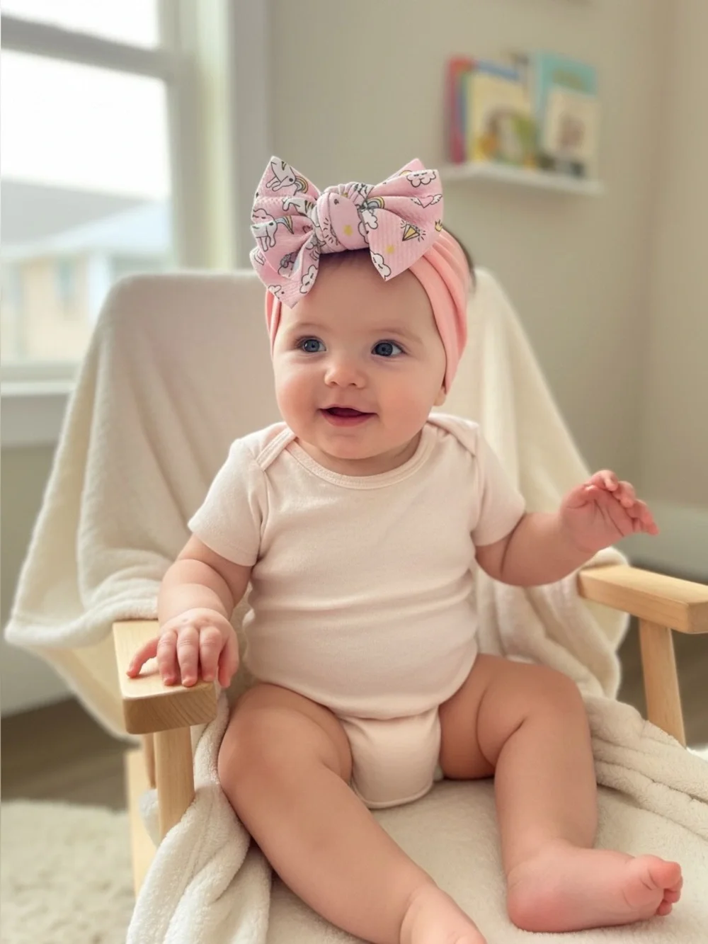 Baby Girl Pink Unicorn Headband Large Bow Hair Accessory Toddler